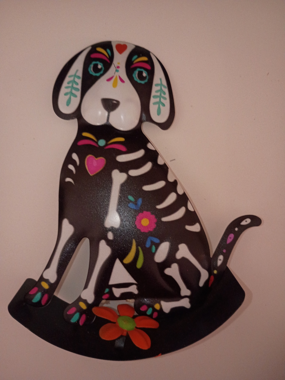 Black Floral Skeleton Dog Wall Décor - Decorative Pet Art